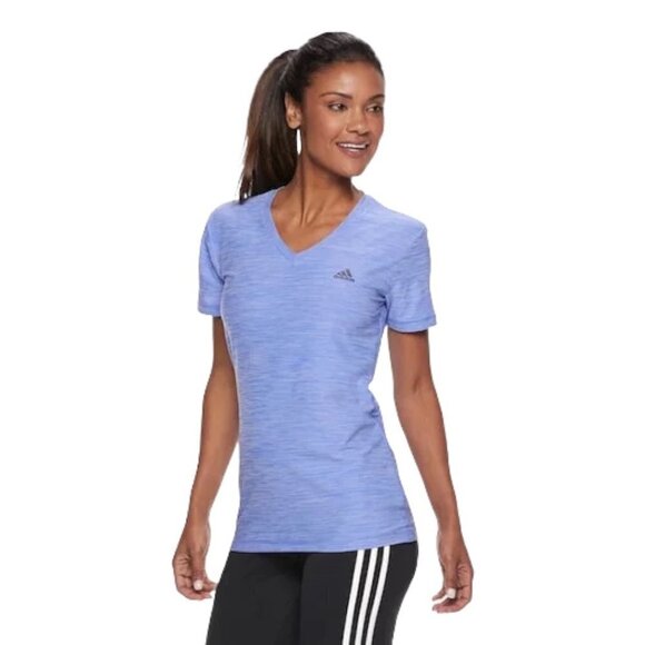 Adidas Ultimate Tee Lilac Heather‎ Short Sleeve V Neck Tee Size S - Picture 1 of 7